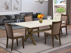East West Furniture X727MZ748-5 5 Piece Dining Room Furniture Set Includes a Rectangle Dining Table with X-Legs and 4 Coffee Linen Fabric Upholstered Chairs, 40x72 Inch, Multi-Color