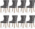 SyMax Dining Chairs Set of 8, Faux Leather Parson Dining Room Chairs, High-End Tufted Kitchen Side Chairs for Bedroom, Living Room, Black