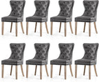 SyMax Dining Chairs Set of 8, Faux Leather Parson Dining Room Chairs, High-End Tufted Kitchen Side Chairs for Bedroom, Living Room, Black