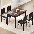 NAFORT 5 Piece Dining Table Set for 4, Farmhouse Solid Wood Kitchen Table Chairs Set of 4, Mid-Century Modern Dinette Set w/Upholstered Dining Chairs, 4 Seat Dining Room Table for Kitchen,Office