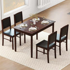 NAFORT 5 Piece Dining Table Set for 4, Farmhouse Solid Wood Kitchen Table Chairs Set of 4, Mid-Century Modern Dinette Set w/Upholstered Dining Chairs, 4 Seat Dining Room Table for Kitchen,Office