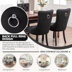 Kiztir Velvet Dining Chairs Set of 6, Upholstered Dining Room Chairs with Ring Pull Trim and Button Back, Luxury Tufted Dining Chairs for Living Room, Bedroom, Kitchen (Black)