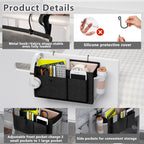 Bedside Caddy Bedside Organizer with Fixed Straps & Water Bottle Holder, Bunk Bed Caddy ideal for Home, Dorm, Hospital, Crib, Versatile Bedside Storage Solution (Black)