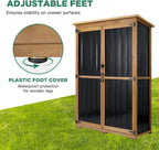 Outdoor Storage Cabinet Waterproof with Shelves, Outdoor Storage Shed Garage Cabinet Weatherproof, Wood & Metal Outside Patio Backyard Garden Pool Storage Tool Organizer