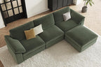 EASE MOOSE Sectional Modular Sofa,Comfty Oversized L Shape Sectional Couch Wide Deep Seat Modular Cloud Couch with Ottoman,Green
