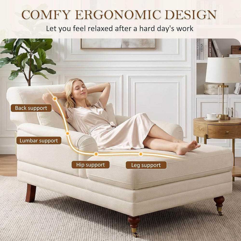 VANOMi 59.45'' Chaise Lounge Chair with Adjustable Backrest, Chenille...