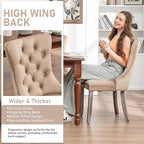 Mid Century Modern Dining Chair Set of 6 Velvet Upholstered Dining Accent Chair Farmhouse Dining Chairs with High Back and Nailhead Trim for Kitchen, Living Room, Bedroom (Khaki)
