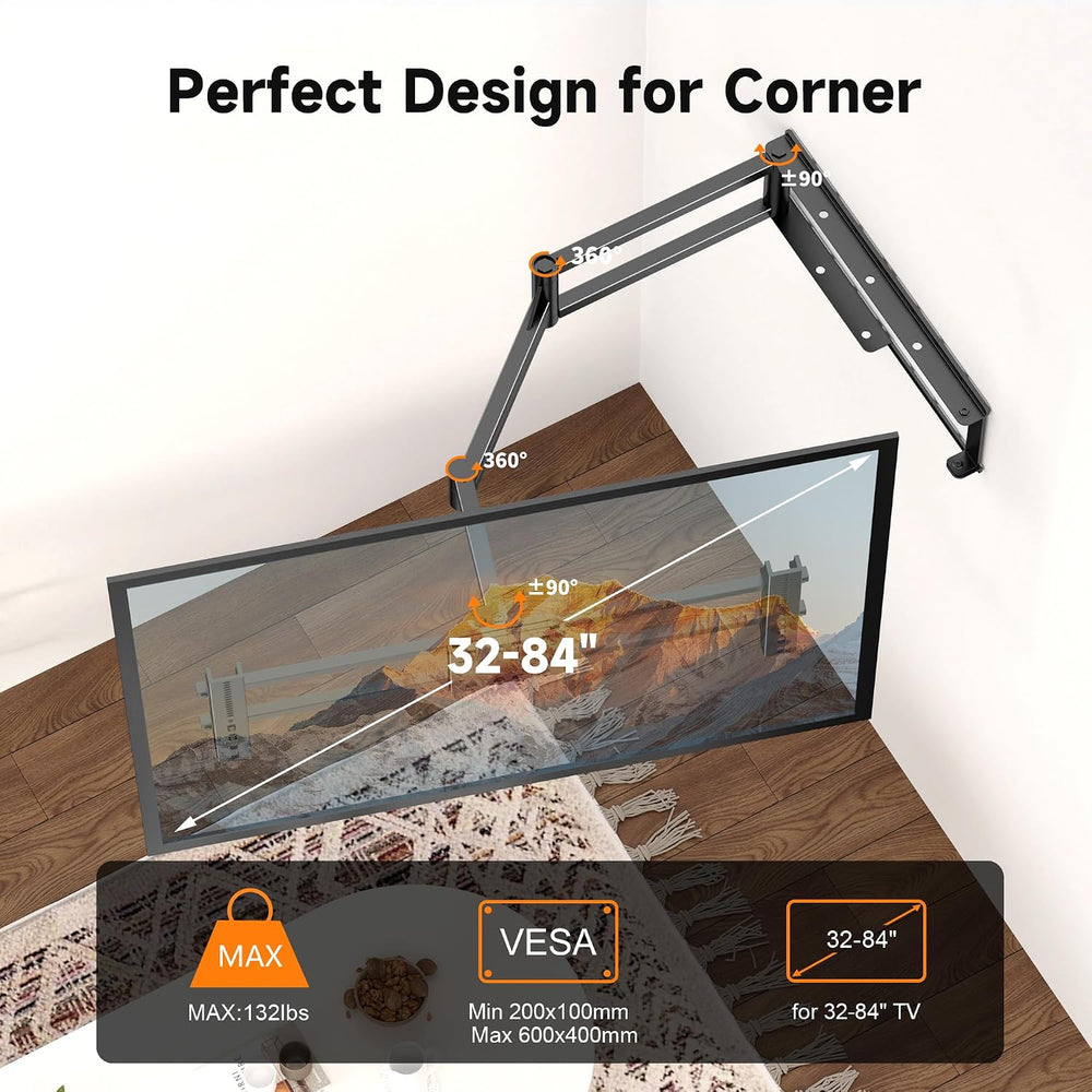 XINLEI Long Arm TV Wall Mount for Most 32-84 Inch TVs, 40” Extension Full Mot...