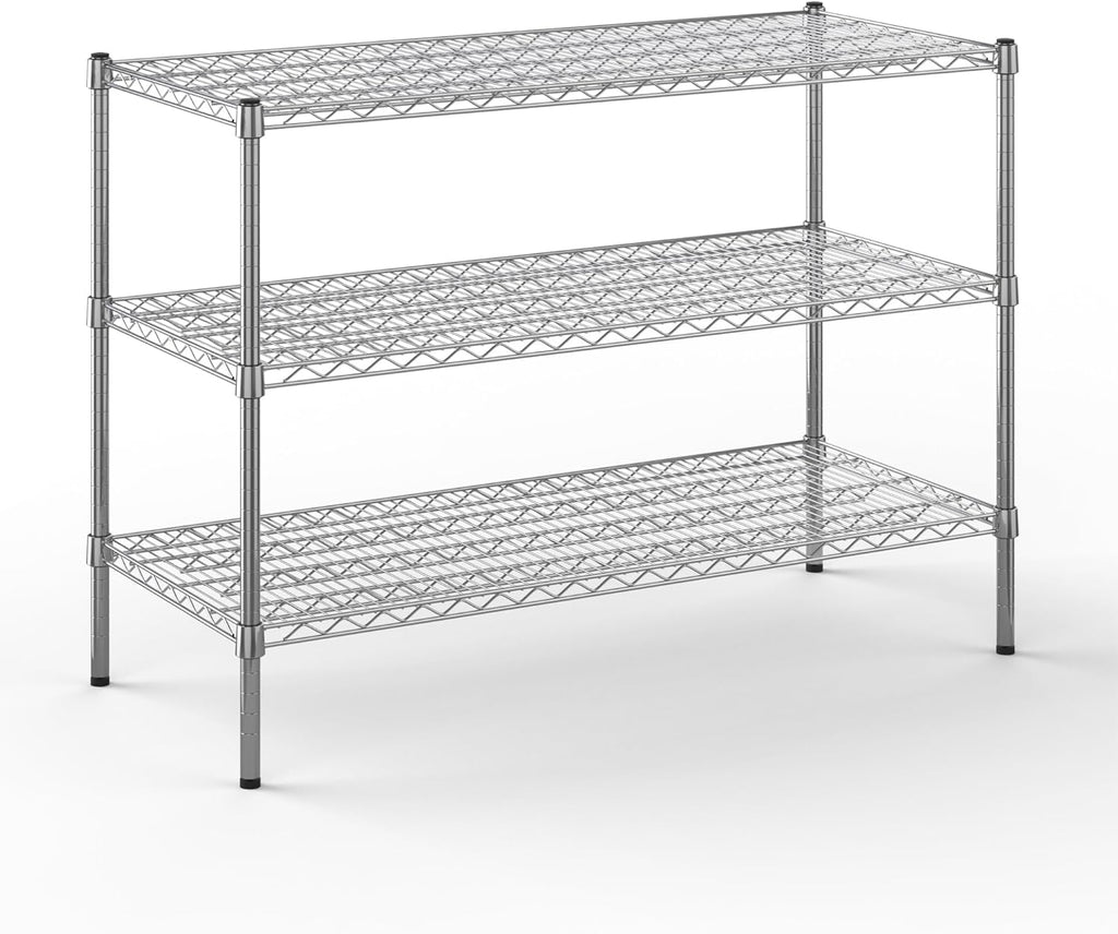 21" Deep x 48" Wide x 34" Height Wire Shelving Kit | 3-Tier | NSF Commercial Storage Rack Unit