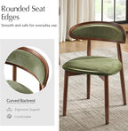 HULALA HOME Dining Chairs Set of 4 Mid-Century Modern Fabric Upholstered Dining Room Chairs Kitchen Side Chair with Open Curved Back, Walnut Rubber Wood Legs, Dinner Chairs for Living Room, Olive