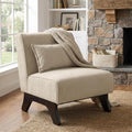 Armless Accent Chair Upholstered Comfy Modern Living Room Side Chair | Comfy Small Accent Lounge Chair with Pillow & Wooden Legs Accent Chair for Living Room Bedroom Farmhouse Reading Brown