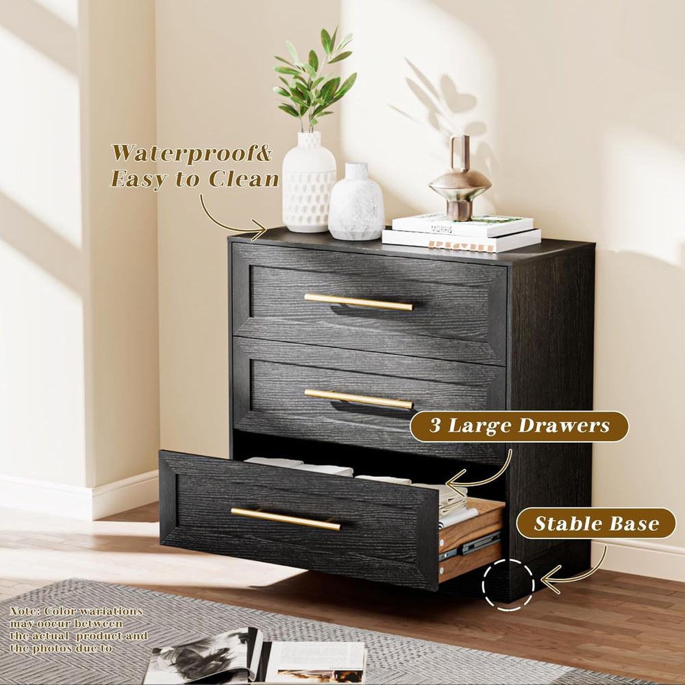 Anbuy Night Stand Large Bedside Side Table with 3 Drawers, Modern Wood Nights...
