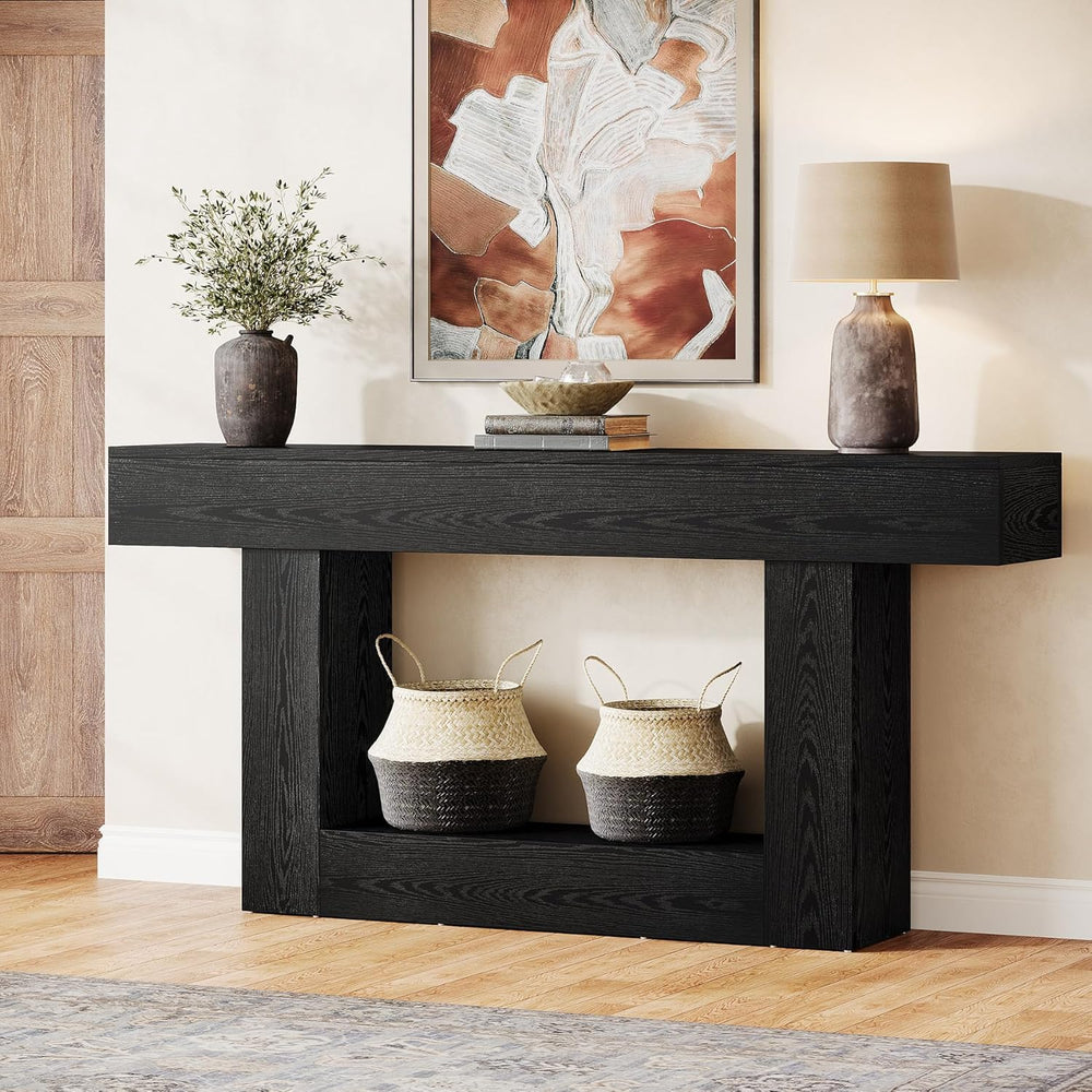 Tribesigns 63-Inch Long Console Table, 2-Tier Entryway Table Sofa Table with ...