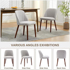 Wooden Dining Chairs Set of 2, Upholstered Kitchen Dining Room Chairs with Padded Seat and Wood Legs, Modern Fabric Side Dinner Chair for Kitchen, Dining Room, Restaurant, Cafe, Grey