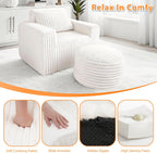 HABUTWAY Bean Bag Chair for Adults with Pillow, Giant Bean Bag Chairs with Ottoman, Comfy Dorm Chair with High Backrest & Wider Armrest, Lounger Chair Indoor for Bedroom Living Room(Beige)