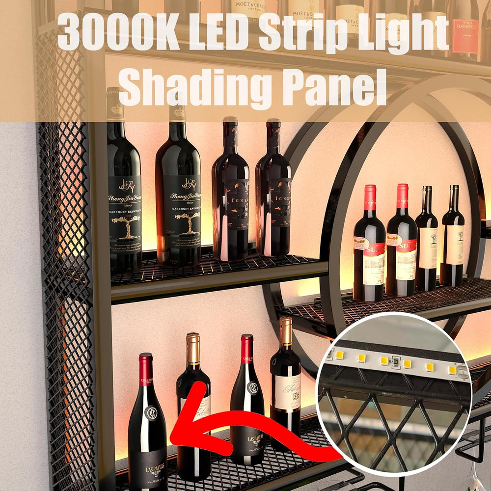 Wine Rack Wall Mounted with LED Light,Bar Liquor Shelf,Black,100*80*15 | Meta...