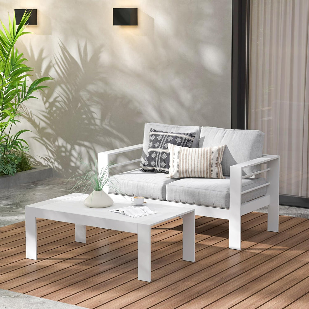 Wisteria Lane Aluminum Outdoor Furniture Patio Coffee Table, All-Weather Outd...