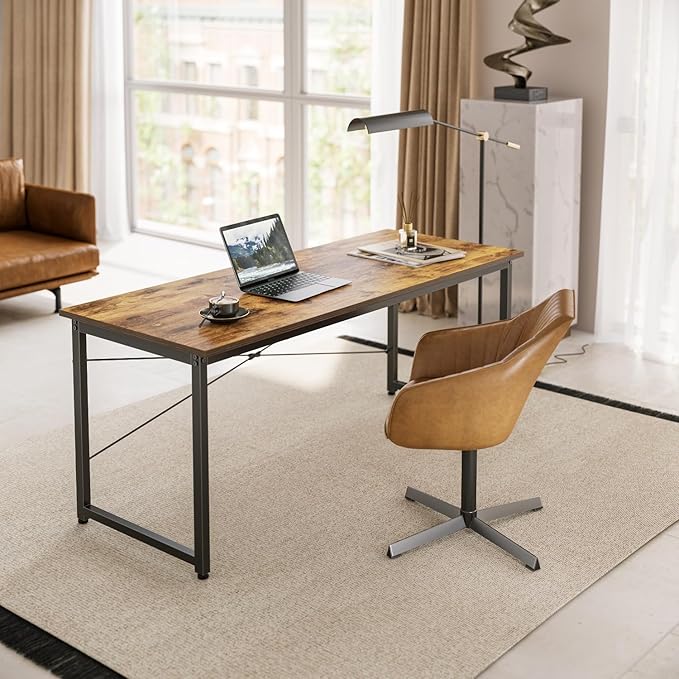 Cubiker Computer Desk, 47 inch Small Home Office Desk for Small Spaces, Modern Simple Style for Home, Office, Vintage Brown