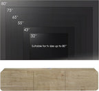 Atelier Mobili Modern Floating TV Stand Wall Mounted for 80 Inch TV, Oak Entertainment Center and TV Stands for Living Room or Bedroom, Entertainment Center for 65 Inch TV