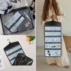 CHICECO Travel Jewelry Holder Organizer,Hanging Jewelry Organizer Storage with Zippered Pockets for Cloest,Jewelry Holder for Earrings, Necklaces (Blue Black)