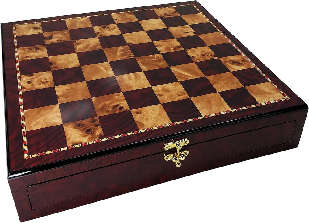 20 inch High Gloss Chess Storage Board Cherry and Burlwood Color 2 1/8 inch S...