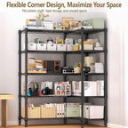 Himimi Storage Shelves-5 Tier Heavy Duty Wire Shelving Unit with Leveling Feet, 1500LBS Adjustable Metal Shelves Organizer for Kitchen Garage Pantry Laundry, 60" W*14" D*72" H, Black