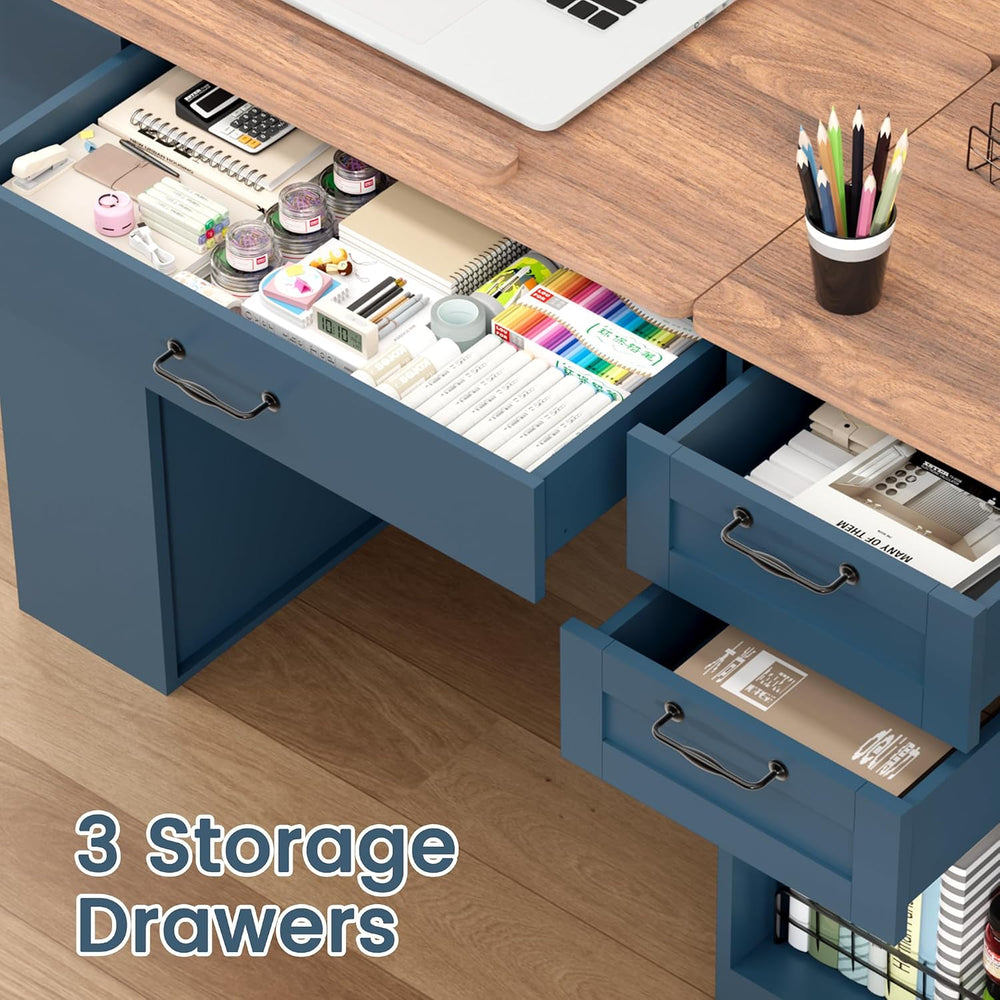 Drafting Table with Storage Cabinet & Drawers, Adjustable Drawing Table w...