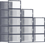 SONGMICS Shoe Boxes, Pack of 12 Shoe Storage Organizers, Stackable Clear Plastic Boxes for Closet, Sneakers, 13.1 x 9.1 x 5.6 Inches, Transparent and Charcoal Blue ULSP12SB30