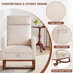 Rocking Chair Nursery High Back Rest Glider Rocker with Footrest Nursing Rocking Chairs Upholstered Accent Arm Chair for Living Room Bedroom Indoor, Beige