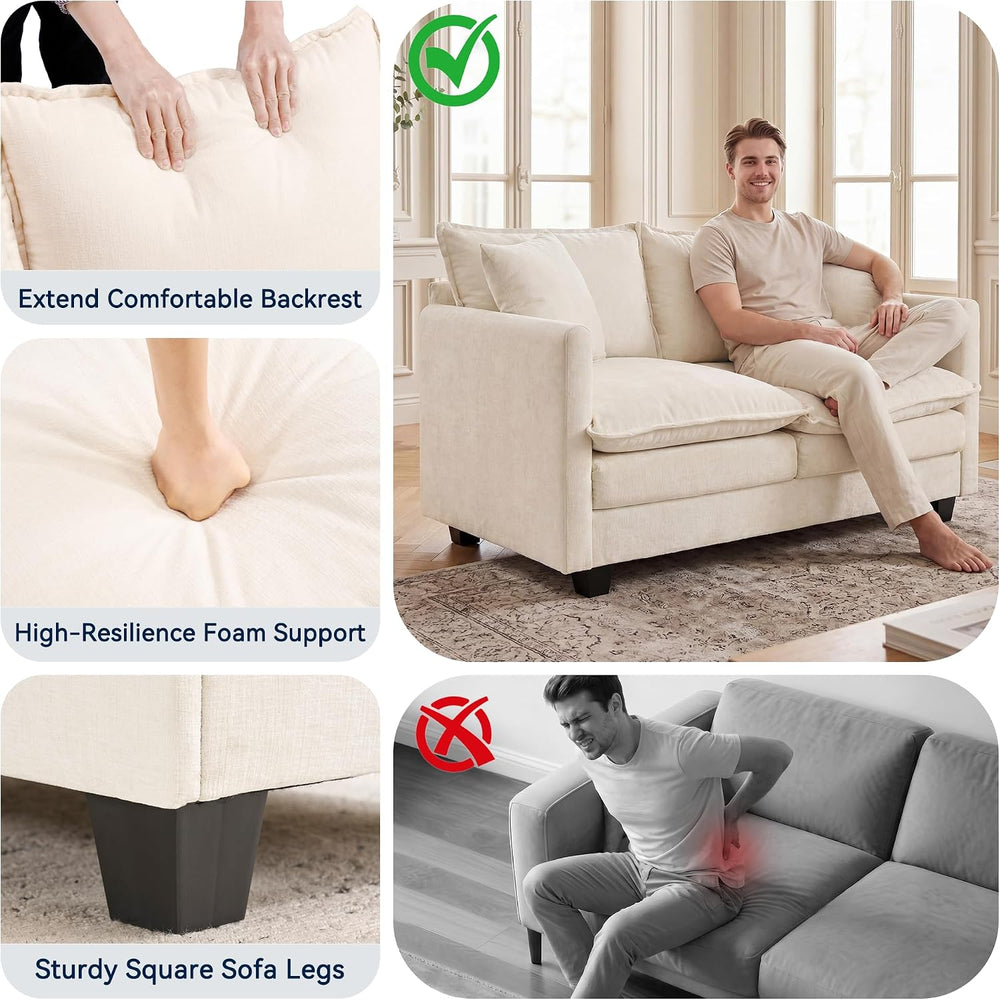 Loveseat Sofa Couch, Small Mini Compact 50" Love Seat 27" Deep Clou...