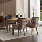 Dining Chairs Set of 4, Kitchen & Dining Room Chairs, Leopord Fabric Upholstered Dinning Chairs, Sillas De Comedor, Nailhead Trim, Wood Legs (Leopord, 4 Pcs)