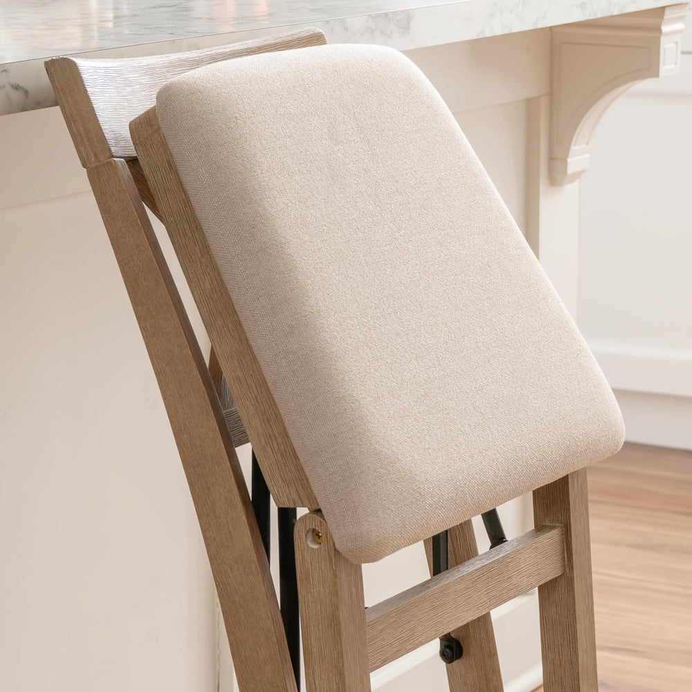 Linon Triena X Back Neutral Greywash Wooden Fully Assembled Folding 24 Inch S...