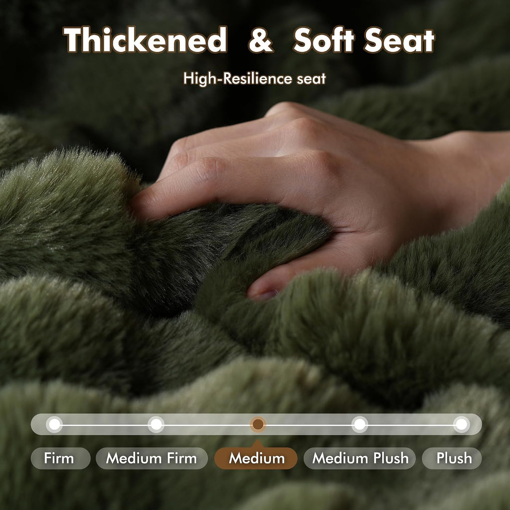 CAODOC Bean Bag Chair for Adults, Giant Oversized Fluffy Bean Bag for Fireside, Big Bean Bag Lounger Floor Chair for Home, Apartment, Gaming Venue, Dorm, Green
