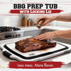 KITCHEN PERFECTION Collapsible XL Smoker & BBQ Prep Tub with Locking Lid & Cutting Board - Grill Caddy Container for Meat Marinating & Brine Perfect For Brisket, Turkey & Ribs - Best Gift For Men