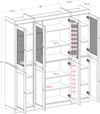 Palace Imports 100% Solid Wood 65"" Pantry China Cabinet with Raised Panel, Frosted Glass Doors and Adjustable Shelves