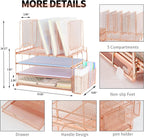 Desk Organizers and Accessories, 3-Tier Paper Organizer with 5 Vertical File Holders, File Organizer for Desk (Rose Gold With Drawer, 3T With Drawer)