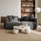 Acanva Corduroy Convertible Modular L Shaped Sectional Sofa, 4 Seater Free Combination Corner Couch, Convertible to DayBed, Wide Loveseat with Moveable Ottomans for Small Spaces, Sleeper Bed, Black