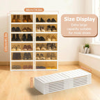 Folding Shoe Rack Storage Device,Large Plastic Folding Shoe Cabinet, Easy to Assemble Shoe Rack Storage Cabinet with Transparent Door Magnetic Buckle (6 Layers, 2 Groups, 24 Pairs)