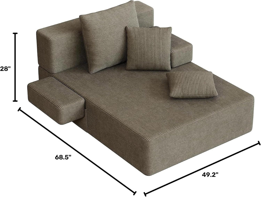 79.5" Oversized Boneless Chaise Lounge, Chaise Lounge Chair Indoor, Brown