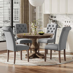 Upholstered Tufted Dining Room Chairs Set of 6, Parsons Kitchen Chairs with Padded Seat and Solid Wood Legs, Fabric Accent Side Diner Chair for Dining Room/Kitchen/Living Room, Grey