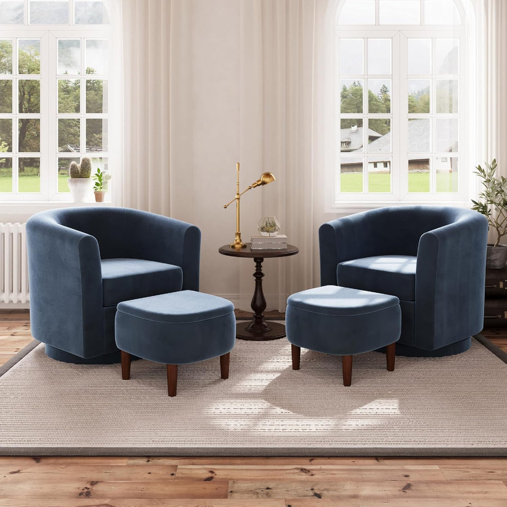 360° Swivel Accent Chair and Storage Ottoman Set of 2