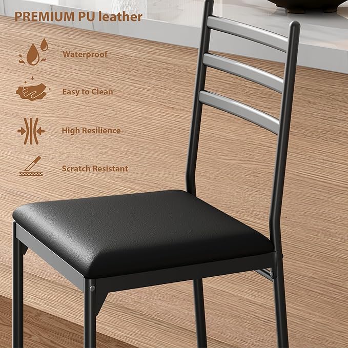 GarveeHome Bar Stools Set of 4, Counter Height Bar Chairs with Back and Thick Cushion, Upholstered Dining Chairs with Padded Seat, Barstools for Kitchen Island, Bar, Dining Room, Retro Black