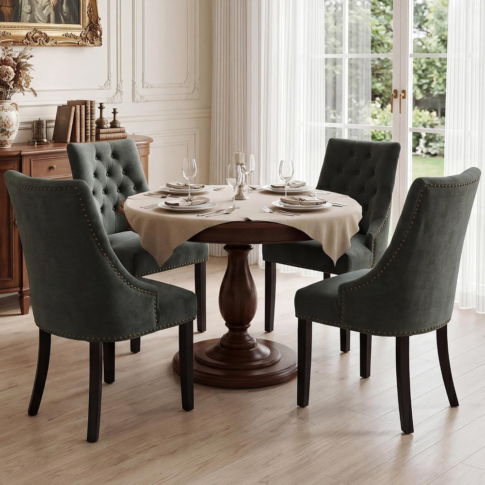 LSSBOUGHT Tufted Dining Chairs, Upholstered Accent Chairs with Nailhead Trim ...