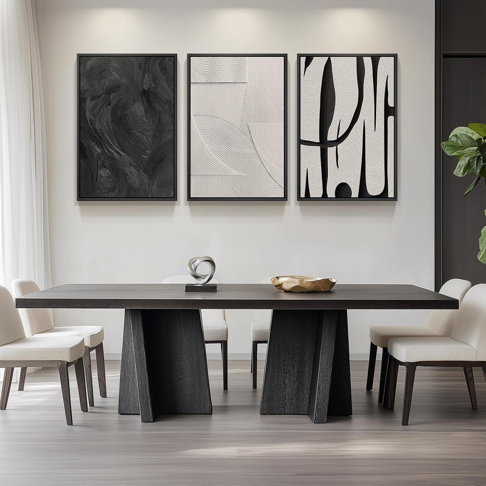 Framed Black and White Abstract Wall Art for Living Room, 3 Piece 24x36 In