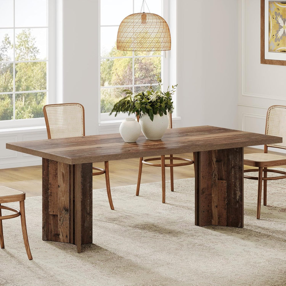 Tribesigns Farmhouse Dining Table for 4 to 6 People, 63-inch Rectangle Wooden...