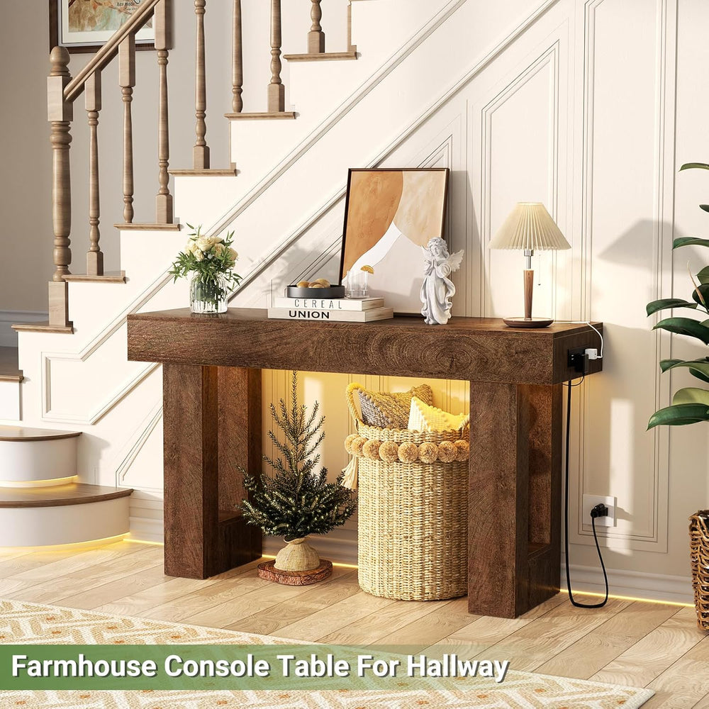 Unikito 47" Entryway Table with Socket and Sensor Light, Narrow Console ...