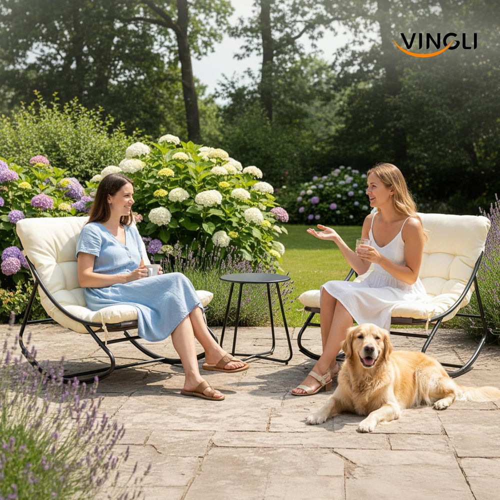 VINGLI Rocking Patio Chairs Set of 2 with Side Table, Heavy Duty 400 LBS Capa...
