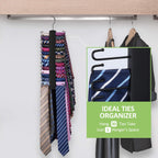Upgraded Tie Rack Hanger for Closet with 30 Metal Hooks, Space Saving Necktie Organizer for Men, Sturdy Wooden Large Capacity Tie Holder, Closet Organizers and Storage, Black