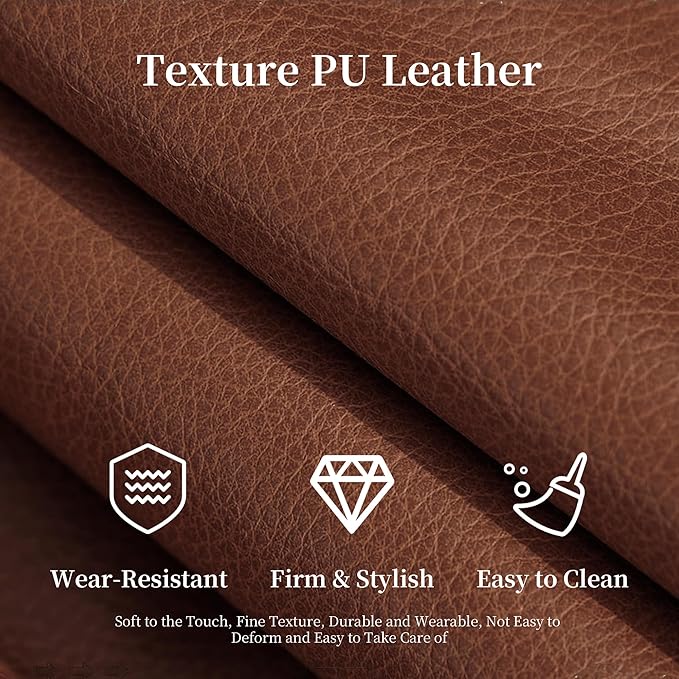 Faux Leather Sofa, Mid Century Modern Deep Loveseats, Comfy Cloud Couch, Tufted Pillow Top Arm Furniture for Living Room, Apartment, Cognac Brown