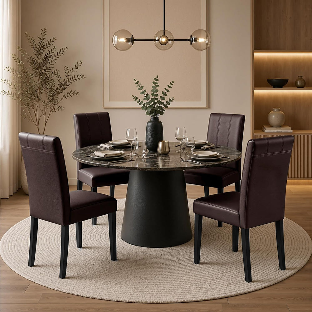 CHUN YI Dining Chairs Set of 6, Upholstered Dining Room Chairs, Brown